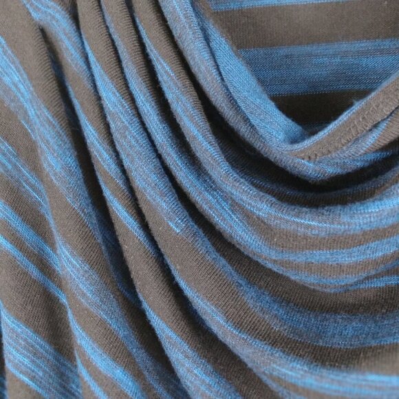 Max Studio Electric Blue&Black Striped Ruched Bodycon Sleek&Sexy Midi Dress Sz M - Picture 3 of 7